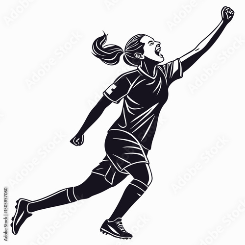 Celebrating Female Soccer Player Victory Illustration