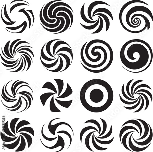 Collection of abstract spiral and swirl designs