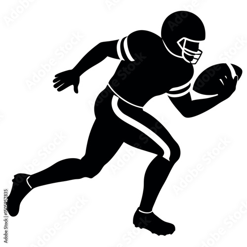American Football Player Running with Ball Silhouette