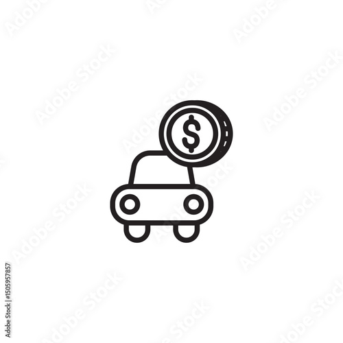An icon depicting a car with a dollar sign on top, possibly representing a car loan or the expense associated with car ownership.