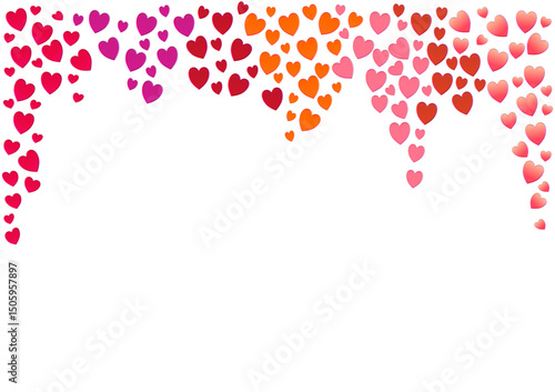 A border of 3d hearts against a transparent background
