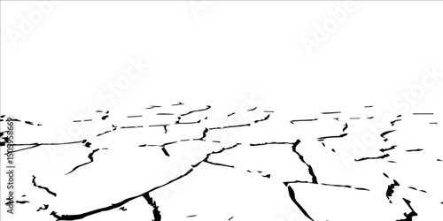 Generate a high-contrast black and white abstract texture that resembles cracked or fractured surfaces, similar to dry, parched earth or old paint chipping. Emphasize irregular lines and broken segmen