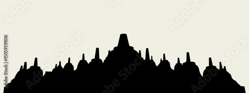 Borobudur Temple, Indonesia: Ancient Buddhist Masterpiece, Stylized Illustration of Borobudur, UNESCO World Heritage Site