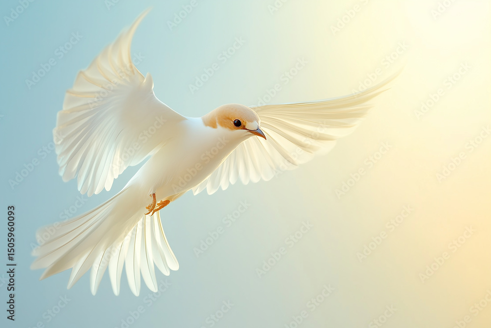 Fototapeta premium Elegant swallow in dynamic pose wings spread wide isolated on a gradient background