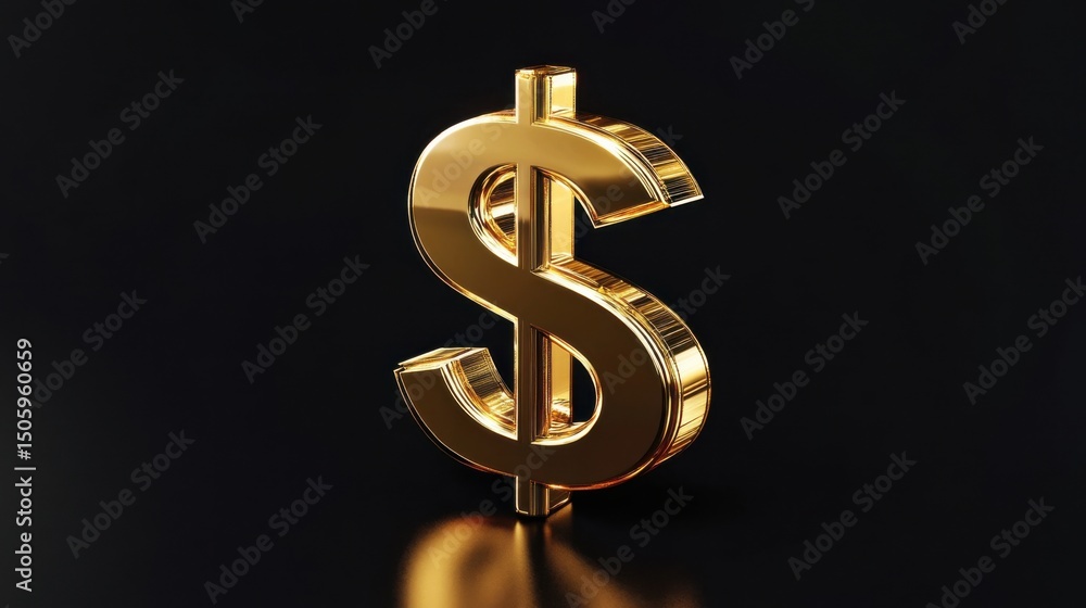 Fototapeta premium a golden dollar sign on a black surface