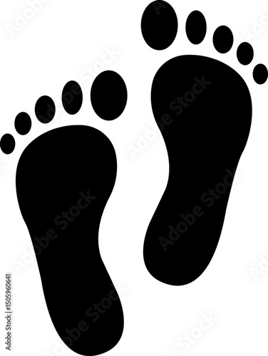 Footprint. A trace left by a human foot. A symbol of a path, trace, journey, or presence. Bare feet.