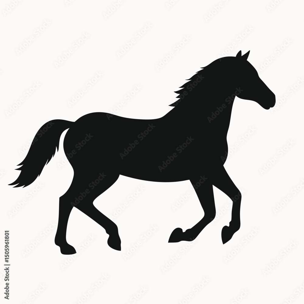 Obraz premium Majestic Stallion Silhouette Elegant Black Horse Vector Illustration