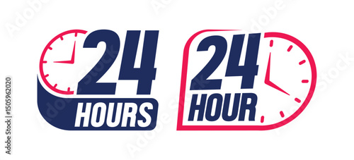 24 hours icon logo. Twenty four hours icon. Vector Illustration.