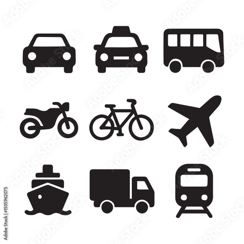 transportation icons set
