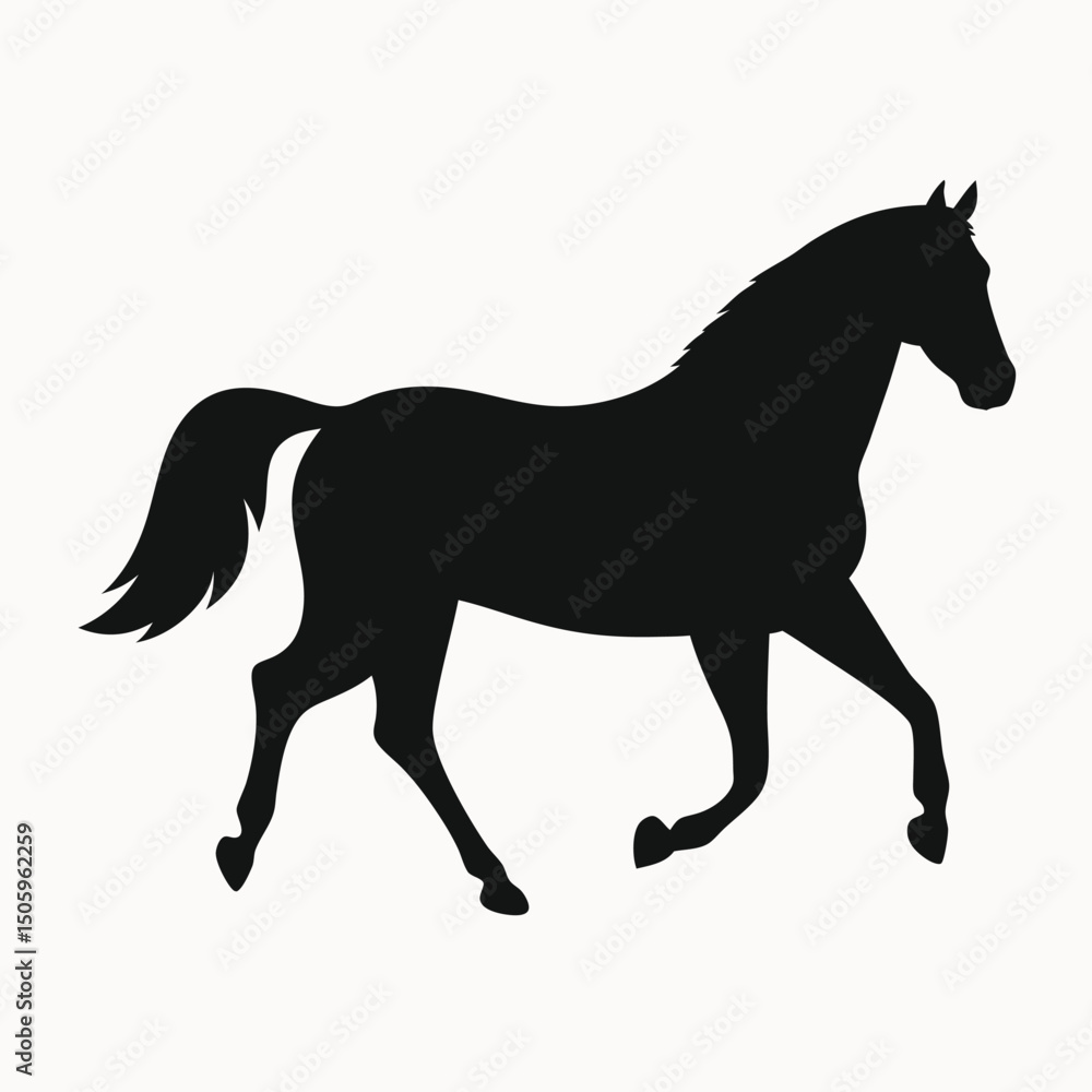 Fototapeta premium Elegant Black Horse Silhouette Vector Illustration of a Majestic Equine