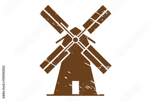 Wooden windmill with a wooden cross, a symbol of faith and spirituality