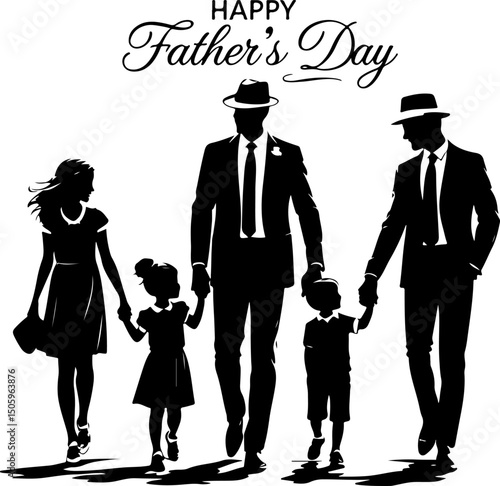  Father and Children Silhouettes Bundle vector design