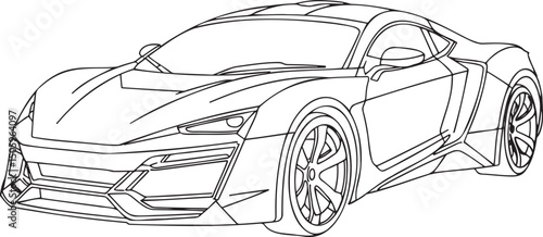 Sports Car Outline vector isolated On Transparent Background