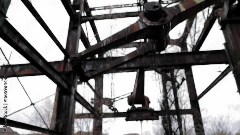 Industrial waterfall: flowing through rusted steel structures Industrial waterfall: flowing through rusted steel structures