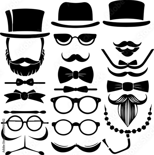  Gentleman's  Accessories Silhouettes  Father's day vector element 