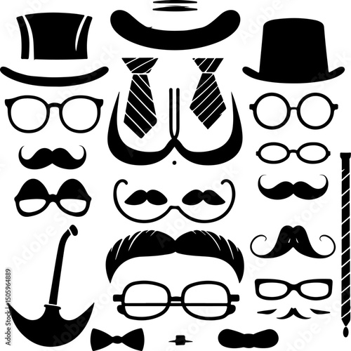  Gentleman's  Accessories Silhouettes  Father's day vector element 