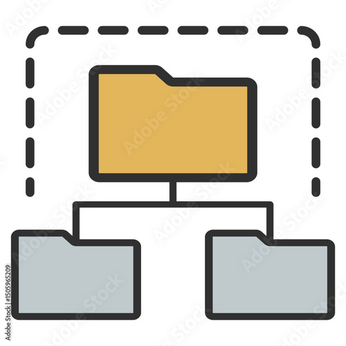 Root folder connect with sub folder icon in document management concept.