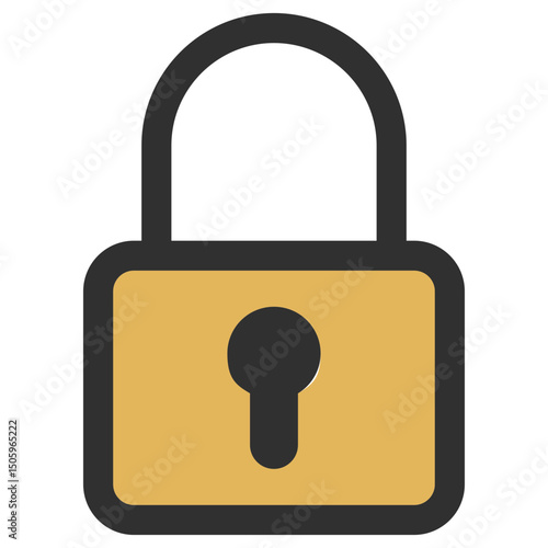 Padlock key icon for use in concept of security safety and encryption.