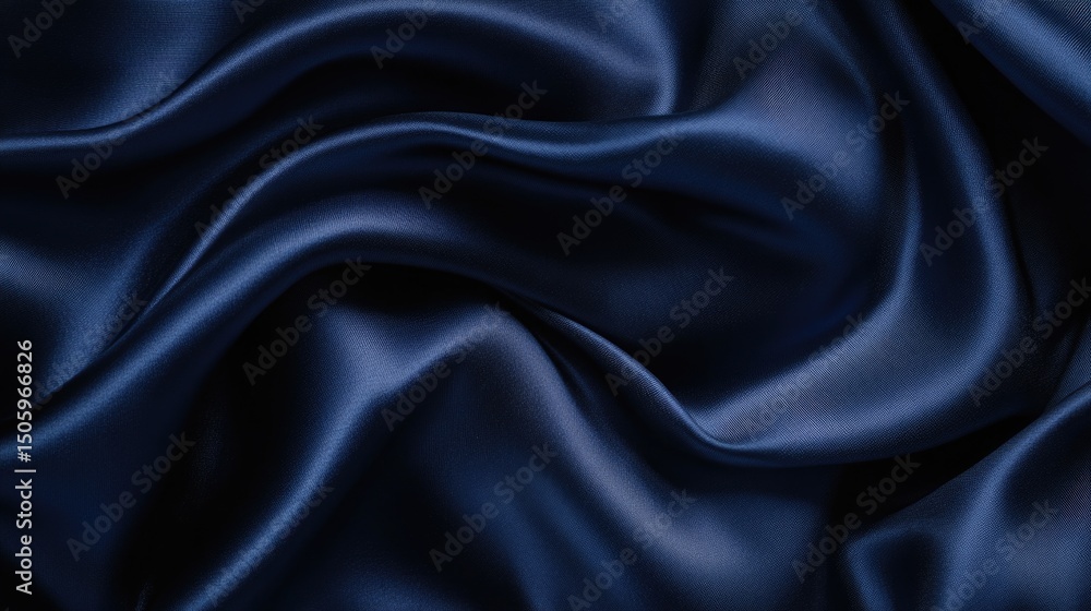 Fototapeta premium Dark Blue Satin Fabric Close-Up