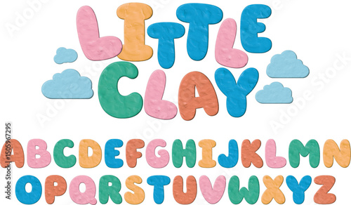Colorful clay 3D letters alphabet for kids, children's style, school projects, kindergarten, illustration render