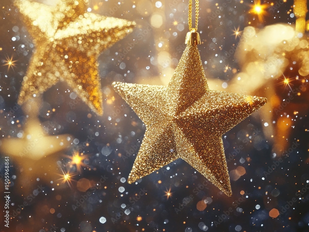 Gold Star Ornament on String Gold Star Ornament on String
