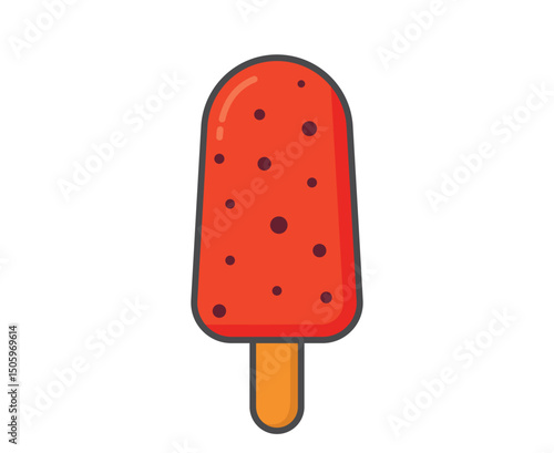 Fruity ice lolly with chocolate sprinkles. Ice cream, cold fruity dessert and summer food. Isolated vector image