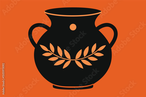 Antique ceramic jug or pottery vase illustration, isolated pitcher and milk container with handle, old earthenware art decoration