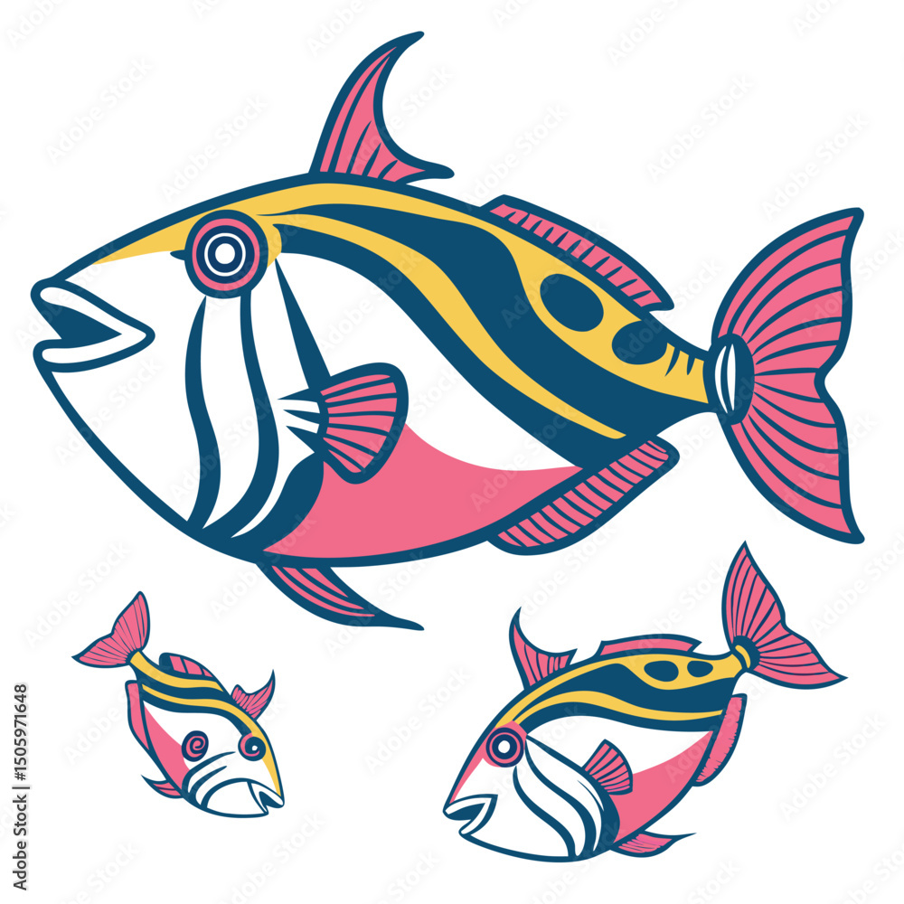 Naklejka premium Colorful Tropical Fish Set for Design Projects