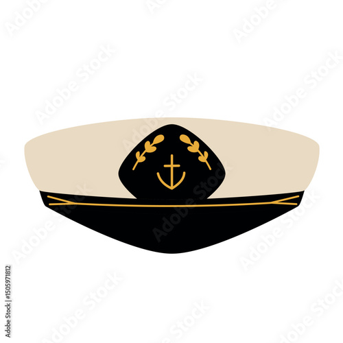 Navy Captain's Hat, with anchor and bay leaves emblem, gold plating