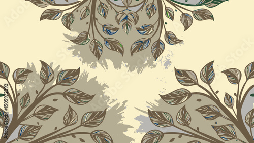 Decorative foliage pattern with intricate leaves on neutral background  