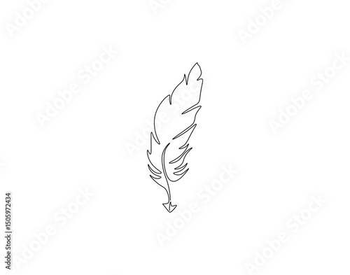 Feather pen continuous line. Continuous one line drawing of feather pen. Literacy concept. Single line drawing
