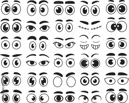 Cartoon eyes collection diverse expressions set