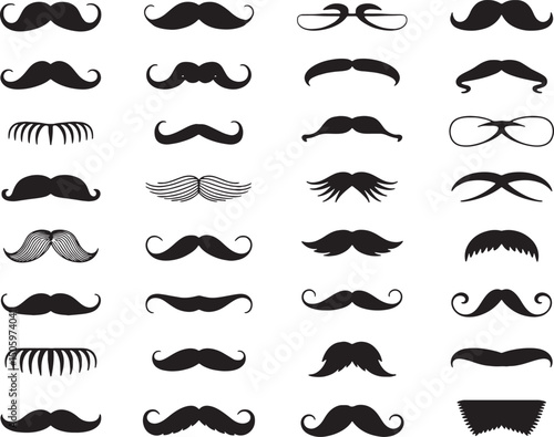 Collection of mustache silhouettes various styles