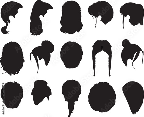 Silhouette collection various women's hairstyles