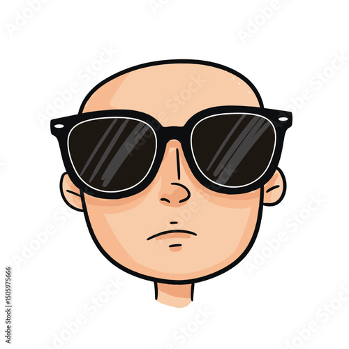 Cartoon character with sunglasses showing a serious expression  