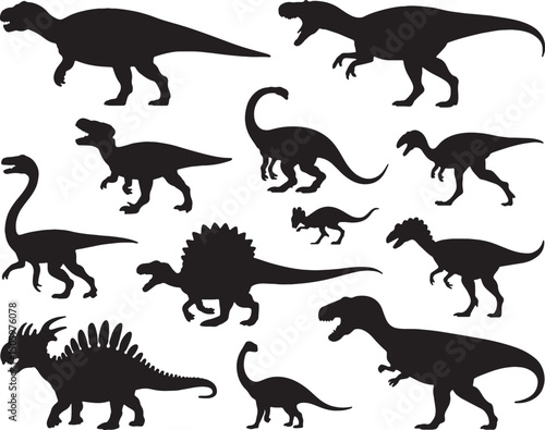 Collection of various dinosaur silhouettes