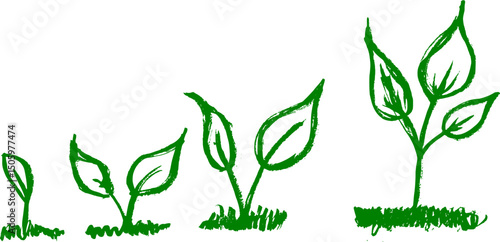 Plant Sprout Growth Grunge Paint Brush Stroke Drawing Vector