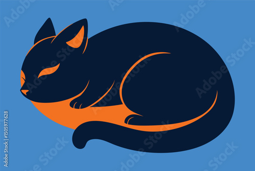 Cute kitten silhouette on the moon vector illustration for pet lovers