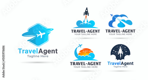 Travel agency vector logo design bundle