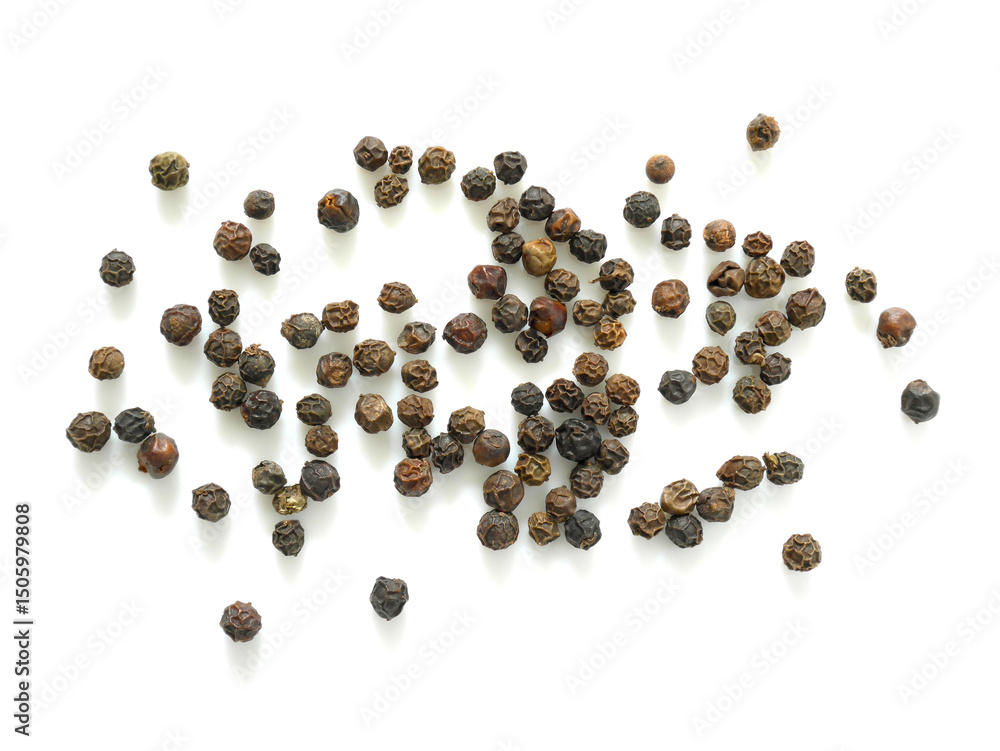 Pile of black peppercorns isolated on white background Pile of black peppercorns isolated on white background