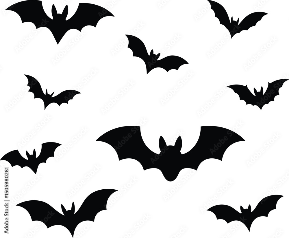 Naklejka premium High-quality Halloween vector illustration featuring spooky and fun design elements including ghosts, jack-o'-lanterns, bats, witches, skulls, and spider webs. Perfect for seasonal design projects suc