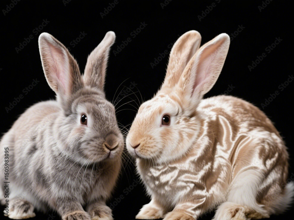 Obraz premium Adorable Rabbit isolated on black background