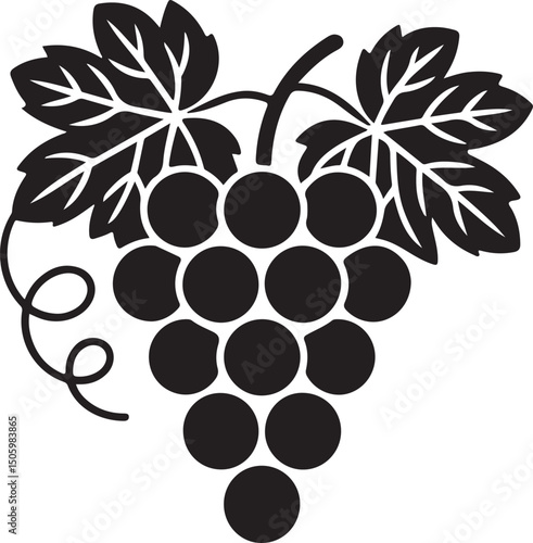 Black silhouette of grapes. Vector illustration.