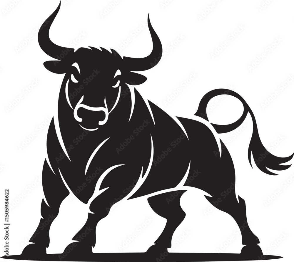 Naklejka premium bull silhouette icon. strength and perseverance symbol. vector image of animal