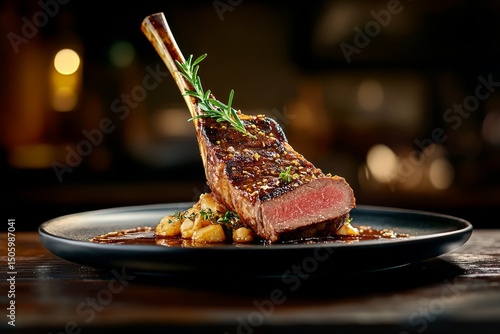 Perfectly Cooked Grilled Lamb Chops Served With Garnishes on a Sleek Plate.