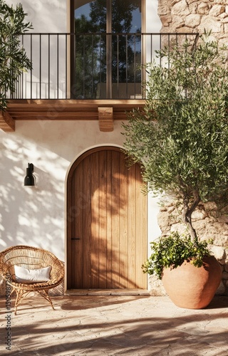 Rustic Entryway Adorned With Greenery and Warm Natural Elements in a Serene G...