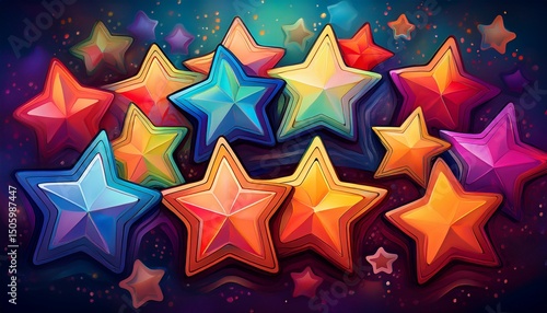 vibrant colorful stars representing positive feedback and exceptional service generative ai