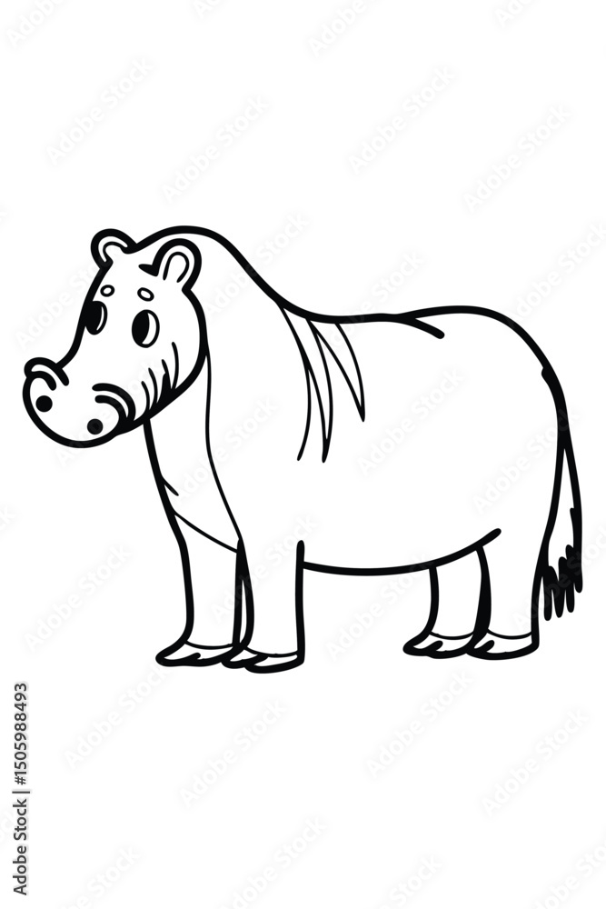 Fototapeta premium Standing rhinoceros vector illustration isolated on white