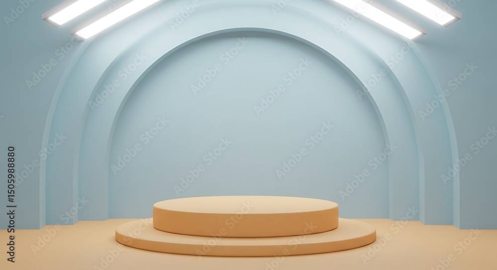 Obraz premium A 3D rendered podium against a minimalist backdrop