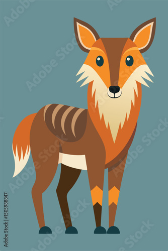 Cute red fox animal cartoon character with a fluffy tail